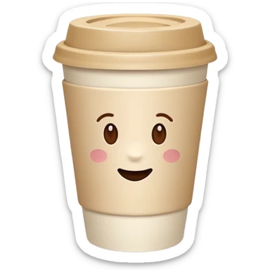 ivory colored paper coffee cup with beige lid sticker