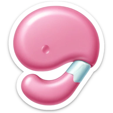 a piece of chewing gum, pink bubble gum, candy sticker