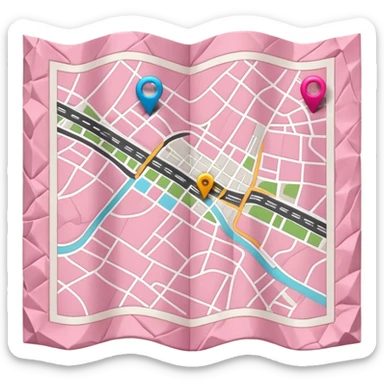mix pink of a big gps paper map of the lines sticker