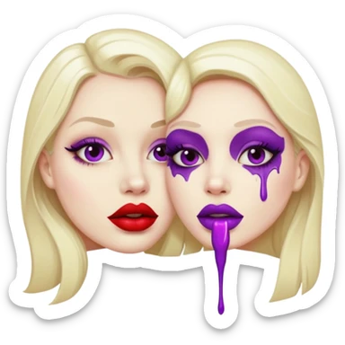 pair of bloody lips with purple lipstick on sticker