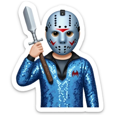 Jason Voorhees with blue grey sequin outfit  sticker