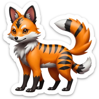 Shiny Neon Glossy Silvally-Aardwolf-Tanuki-Genet-Bobcat-fusion-animal-hybrid-creature, full body sticker