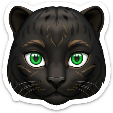 black panther with big pleading green eyes sticker
