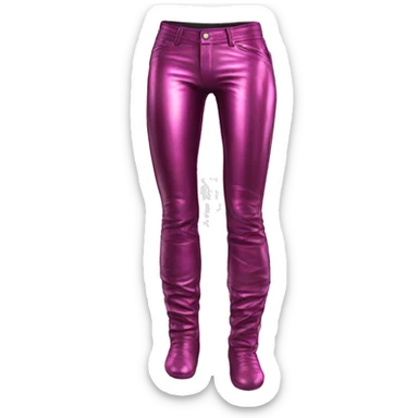 Realistic side view of a pair of shiny magenta metallic fashion leather pants. sticker