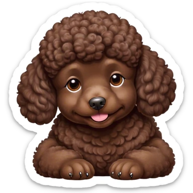 Meme-Worthy Cute Sleeping Chocolate Poodle Portrait Emoji, Head resting peacefully with a contented smile, showcasing a delightfully elegant build and a luxuriously soft, curly chocolate Fur, eyes shut in a serene nap, Simplified yet hilariously adorable features, highly detailed, glowing with a soft, drowsy light, high shine, relaxed and utterly lovable, stylized with an air of playful laziness, bright and heartwarming, soft glowing outline, capturing the essence of a comically sleepy companion, so meme-worthy it feels like it could instantly become the next viral sensation of adorable slumber! sticker