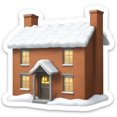 Brick cottage with snow on the roof  sticker