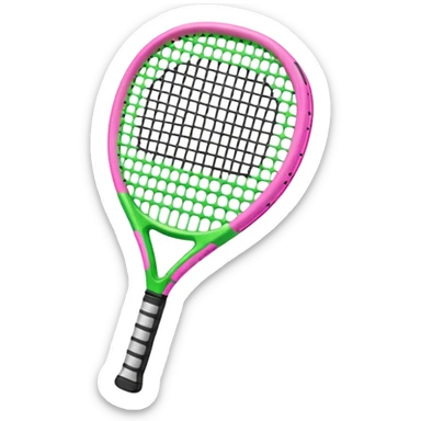 green padel racquet with pink P in the middle sticker