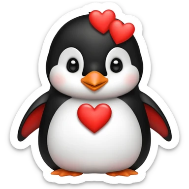 Cute penguin with alots of heart sticker
