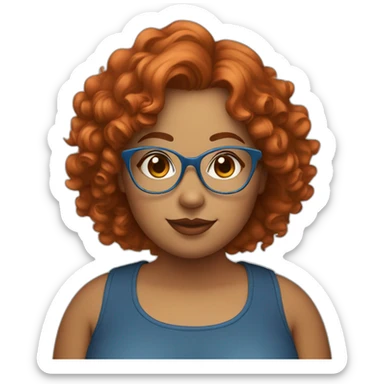 pretty curvy girl with curly copper hair and blue glasses sticker