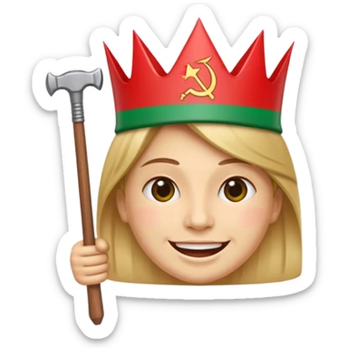 A smiling face emoji with the flag of Transnistria, a horizontal tricolor of red, green, and red stripes with a hammer and sickle in the upper left corner, with a crown. sticker