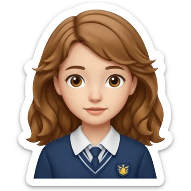 Quiero a una persona morena no tan morena , que sea una adolescente , que lleve uniforme escolar , con un pelo ondulado ,pero no regido , pero que tenga una sonrisa suave, pero que este con un fondo blanco. sticker