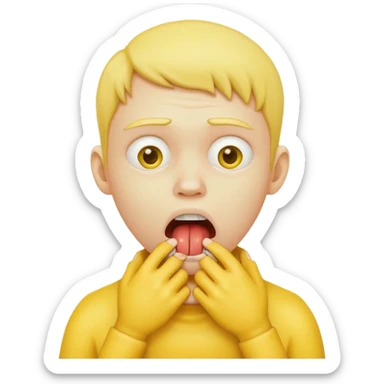 A yellow person choking themselves sticker