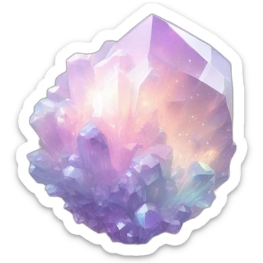 glossy Pastel whitish iridescent glass nebula crystal cluster sticker