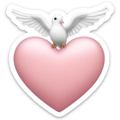 Light pink heart surrounded with dove bird sticker