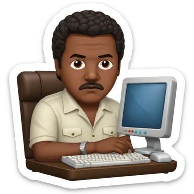 Pablo escobar using computer sticker