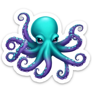 Purple & turquoise octopus   sticker