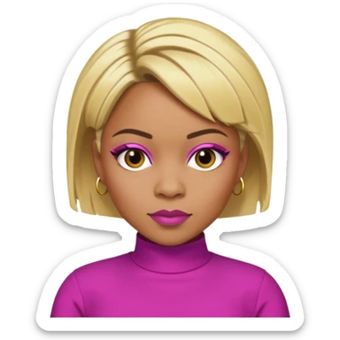 Tionne T-Boz Watkins with blonde short hair, brown eyes, magenta outfit sticker