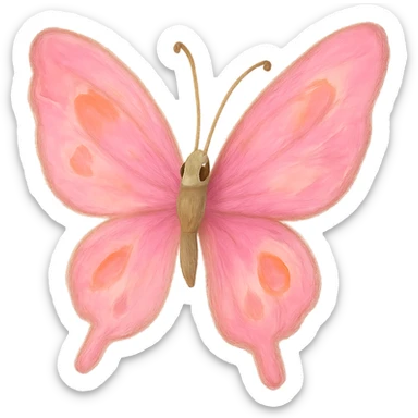 pink butterfly, whimsical and magical, soft painterly look sticker
