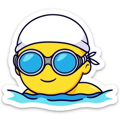 swimmer with goggles and swim cap sticker