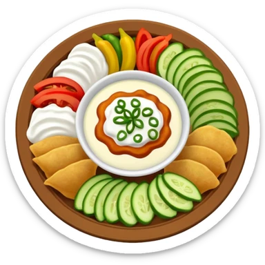 Pakistani dish named chaat its has yougurt and green chilli and vegetables in it mix it all sticker