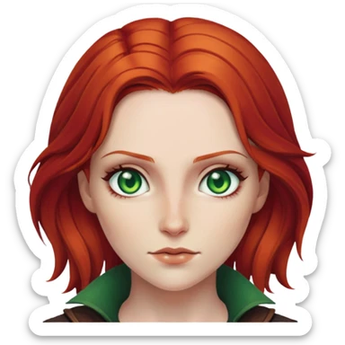 Triss Merigold from The Witcher with red hair and green eyes sticker