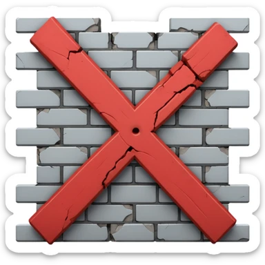 a crossed-out wall indicating poor defense during the match sticker