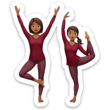 A serene young woman practicing the Tree Pose (Vrksasana), embodying stability with two feet on ground and with dark wine red clothes sticker