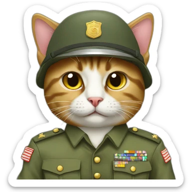 Cat in army uniform sticker