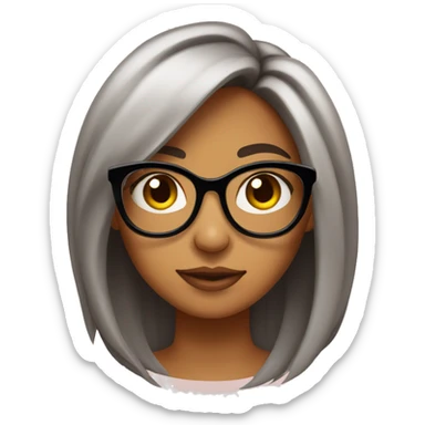 chica es medio morena con lentes cabello liso de color caramelo sticker