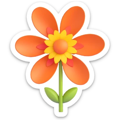 A 3D Microsoft Fluent emoji-style flower, modern and sleek sticker