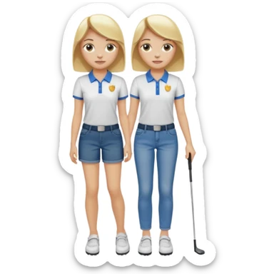Girl with blonde hair and a golf shirt and jeans and sandals  sticker