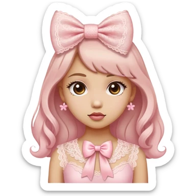 cute coquette light pink lace bow  sticker