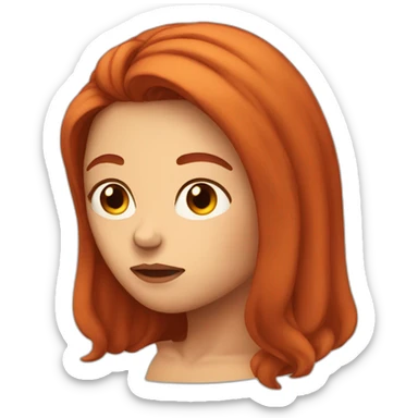 woman with long red hair frowning her eyes sticker