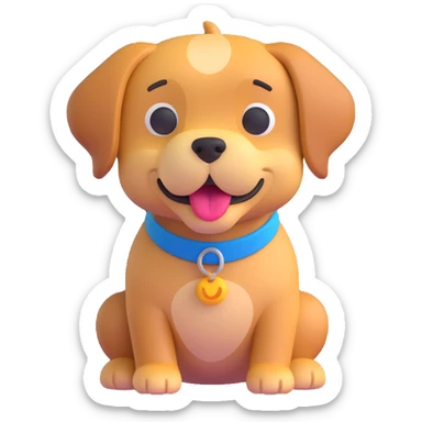 3D dog emoji, microsoft fluent style sticker
