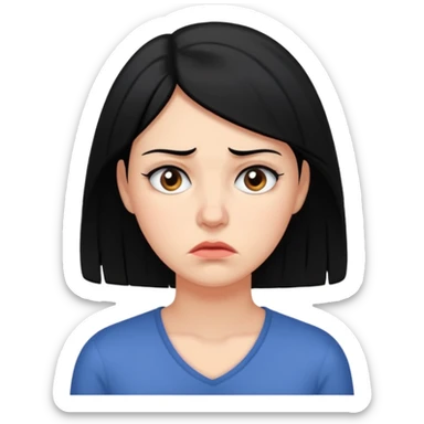 A worried woman, black hair sticker