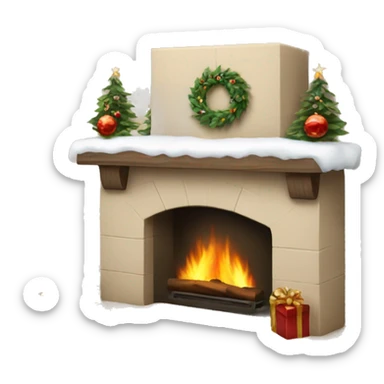 Winter christmas beige FirePlace sticker