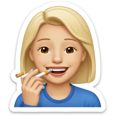 laughing emoji while crying with a cigarette sticker