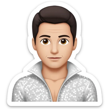 Danny Wood from NKOTB with dark brown hair, white sequin outfit sticker