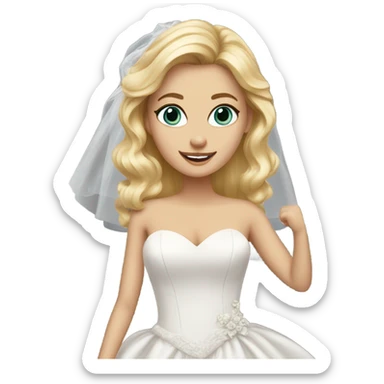 Beautiful finish blonde girl with wedding dress sticker