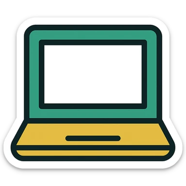 laptop, professional style, green gold and white color scheme, bold and clear, suitable for digital use sticker