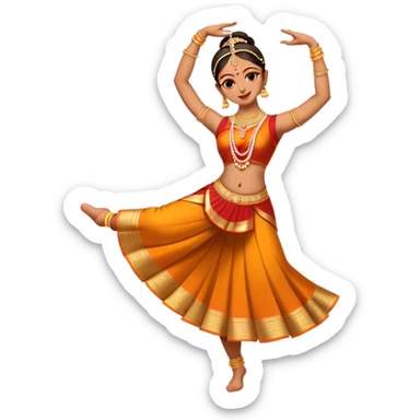 cinematic-realistic-bharatanatyam-dance-emoji,-depicted-as-an-elegant-classical-indian-dance-performance-with-graceful-poses,-intricate-costumes,-and-expressive-hand-gestures,-rendered-with-rich-textures-and-warm-dramatic-lighting, single dancer full body  sticker