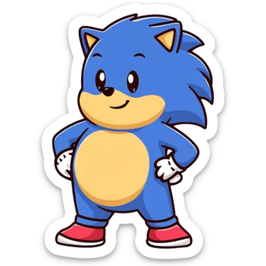 Sonic the hedgehog character with pregnant belly sticker