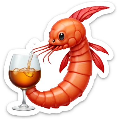 A SHRIMP DRINKING BURBON sticker
