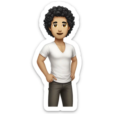 Man with black curly hair and cock Asian skin sticker