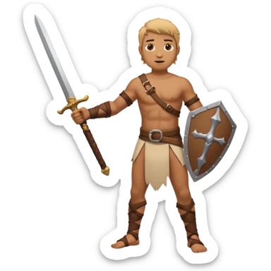 Man in loincloth with arm and leg bracers with sword sticker