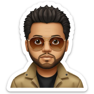 the weeknd looking off to the side with sunglasses and lights reflecting off them during after hours era sticker