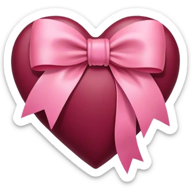 Burgundy heart with a pink bow in the middle sticker
