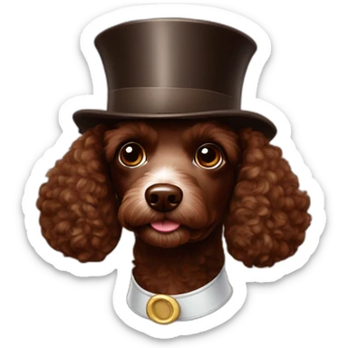 Chocolate poodle in cylinder hat sticker