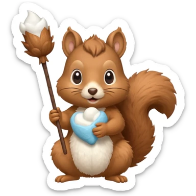 un écureuil qui fait du camping sticker