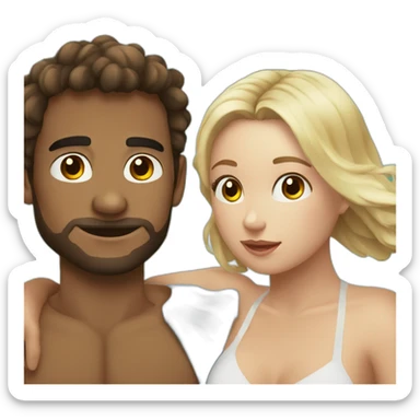 at the beach young metis Man and white woman hug love sticker